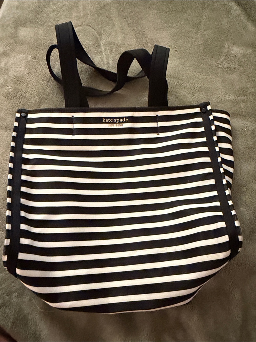 kate spade Black and White Striped Nylon Tote